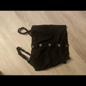 Black button Crop Top